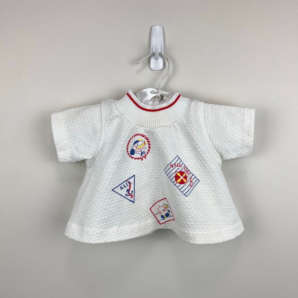Vintage Healthtex Short Sleeve White Sailor T-Shirt 12 Months USA